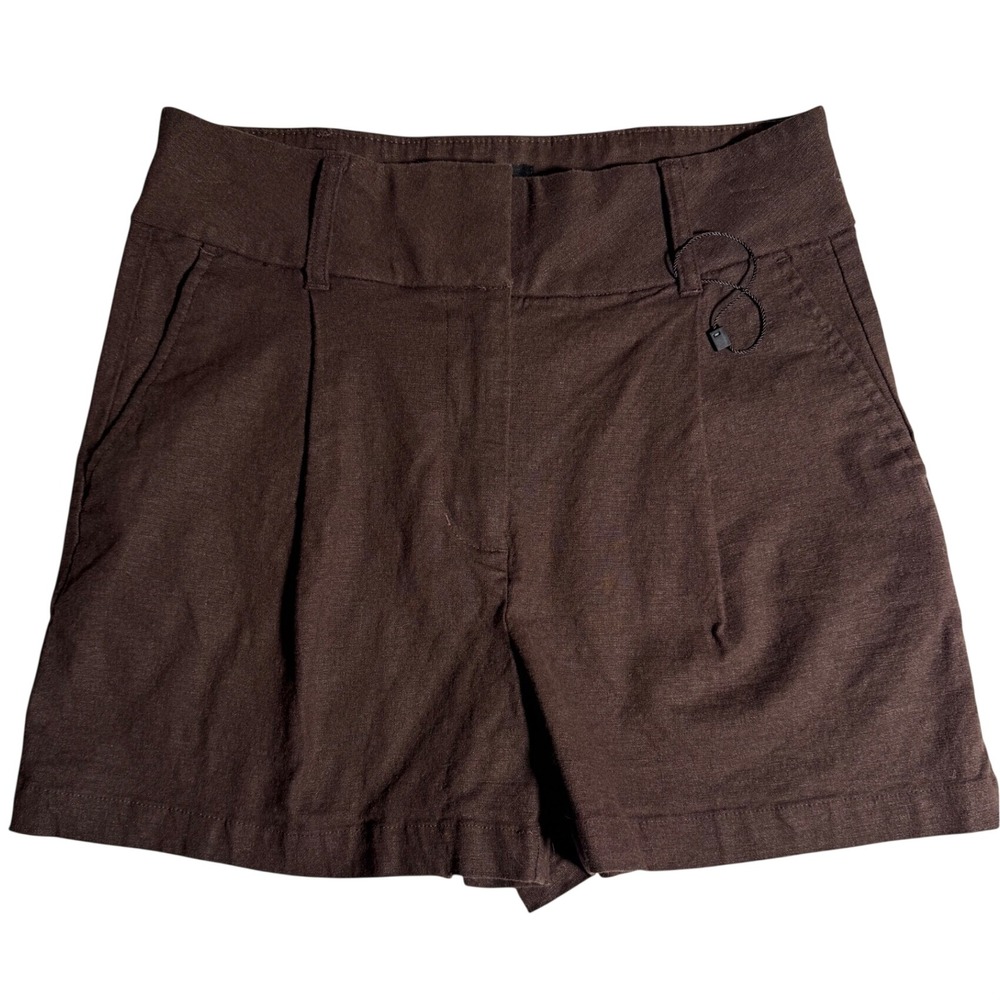 Express Shortie Super High Rise Linen Blend Shorts Brown Size 4